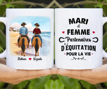 Charger l'image dans la galerie, Porte-clés acrylique cheval personnalisable, tasse cheval, Tasse de café personnalisée de couple d'équitation