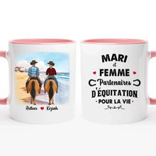 Charger l'image dans la galerie, Porte-clés acrylique cheval personnalisable, tasse cheval, Tasse de café personnalisée de couple d'équitation