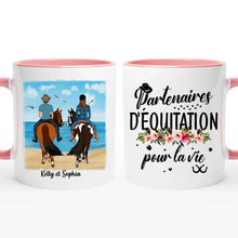 Charger l'image dans la galerie, Jusqu'à 2 personnes, Porte-clés acrylique coeur cheval personnalisable, partenaires d'équitation pour la vie