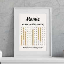 Charger l'image dans la galerie, Mots mêlés petits-enfants noms, Toile mamie personnalisée, Cadeau mamie, Fête des grand mère, Toile nom de famille personnalisé