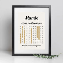 Charger l'image dans la galerie, Mots mêlés petits-enfants noms, Toile mamie personnalisée, Cadeau mamie, Fête des grand mère, Toile nom de famille personnalisé