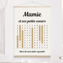 Charger l'image dans la galerie, Mots mêlés petits-enfants noms, Toile mamie personnalisée, Cadeau mamie, Fête des grand mère, Toile nom de famille personnalisé
