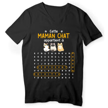 Charger l'image dans la galerie, Jusqu'à 9 chats, mots mêlés chat noms, T-shirt personnalisé Pour Maman chat, Cette Maman Chat Appartient À
