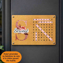 Charger l'image dans la galerie, Plaque De Porte En Métal Mots mêlés noms personnalisé, Alphabet Tapis Cadeau pour la famille, Couple, Nom de famille