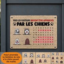 Charger l'image dans la galerie, Plaque De Porte En Métal Mots mêlés noms personnalisé chien, Tapis Tous les visiteurs doivent être approuvés par les chiens