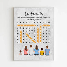Charger l'image dans la galerie, Mots mêlés Poster personnalisée Famille Nom, cadeau pour Famille, Maman at papa chien, chat, Décoration du salon
