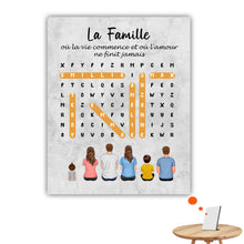 Charger l'image dans la galerie, Mots mêlés Poster personnalisée Famille Nom, cadeau pour Famille, Maman at papa chien, chat, Décoration du salon