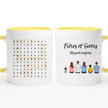 Charger l'image dans la galerie, Mots mêlés noms personnalisée mug, Tasse cadeau pour Famille, Frères et Sœurs liés pour toujours