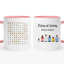 Charger l'image dans la galerie, Mots mêlés noms personnalisée mug, Tasse cadeau pour Famille, Frères et Sœurs liés pour toujours