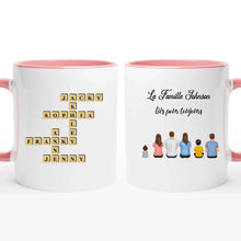 Charger l'image dans la galerie, Mots mêlés noms personnalisée mug, Tasse cadeau pour Famille, Couple, Maman at papa chien, chat