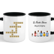 Charger l'image dans la galerie, Mots mêlés noms personnalisée mug, Tasse cadeau pour Famille, Couple, Maman at papa chien, chat