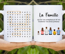 Charger l'image dans la galerie, Mots mêlés noms personnalisée mug, Tasse cadeau pour Famille, Couple, Maman at papa chien, chat