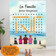 Charger l'image dans la galerie, Mots mêlés Plaid personnalisée, Couverture cadeau pour Famille, Maman at papa chien, chat, La famille pour toujours