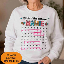 Charger l'image dans la galerie, Mots mêlés Sweatshirt personnalisé noms, cadeau grand-mère Maman mamie, Bénie d'être appelée
