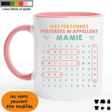 Charger l'image dans la galerie, Mots mêlés Mug personnalisé noms, Tasse cadeau grand-mère Maman mamie, Mes personnes préférées m'appellent