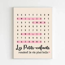 Charger l'image dans la galerie, Mots mêlés Poster personnalisée, Toile cadeau pour mamie, papi, Les Petits-enfants rendent la vie plus belle