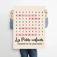 Charger l'image dans la galerie, Mots mêlés Poster personnalisée, Toile cadeau pour mamie, papi, Les Petits-enfants rendent la vie plus belle
