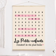 Charger l'image dans la galerie, Mots mêlés Poster personnalisée, Toile cadeau pour mamie, papi, Les Petits-enfants rendent la vie plus belle