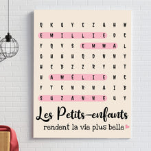 Charger l'image dans la galerie, Mots mêlés Poster personnalisée, Toile cadeau pour mamie, papi, Les Petits-enfants rendent la vie plus belle