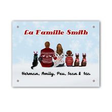 Charger l'image dans la galerie, Plaque De Porte personnalisé, signe en métal Cadeau pour la famille, Couple, amoureux des chats, chiens, joyeux noël