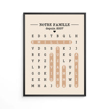 Charger l'image dans la galerie, Mots mêlés Impression sur table personnalisée, TableTop Print cadeau pour Famille, Notre Famille
