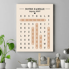 Charger l'image dans la galerie, Mots mêlés Impression sur table personnalisée, TableTop Print cadeau pour Famille, Notre Famille