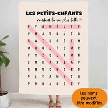 Charger l'image dans la galerie, Mots mêlés Plaid personnalisée, couverture cadeau pour mamie, papi, Les Petits-enfants rendent la vie plus belle