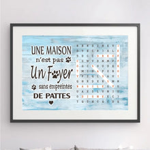 Charger l'image dans la galerie, Mots mêlés personnalisés pet noms, Toile cadeaux pour famille, maman et papa chiens, chat, Une maison n’est pas un foyer sans