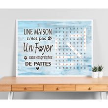 Charger l'image dans la galerie, Mots mêlés personnalisés pet noms, Toile cadeaux pour famille, maman et papa chiens, chat, Une maison n’est pas un foyer sans