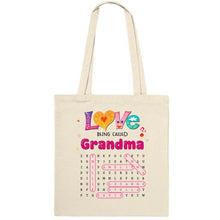 Charger l'image dans la galerie, Mots mêlés personnalisés Sac fourre-tout noms, Tote bag cadeau grand-mère, Maman, mamie, J’aime être appelée Mamie