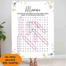 Charger l'image dans la galerie, Mots mêlés personnalisés plaid noms, couverture cadeau pour mamie, maman, Les mots ne suffisent pas pour dire à quel point tu es spéciale