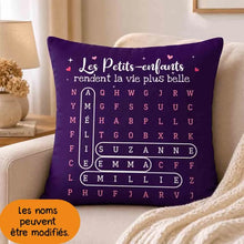 Charger l'image dans la galerie, Coussin Mots mêlés personnalisé noms enfants, Oreiller cadeau pour mamie, papi, Les petits-enfants rendent la vie plus belle