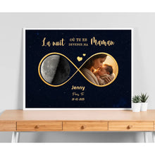Charger l'image dans la galerie, Phase de lune personnalisée poster avec photo, Cadeaux pour nouvelle maman, papa, La nuit où tu es devenu mon maman