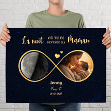 Charger l'image dans la galerie, Phase de lune personnalisée poster avec photo, Cadeaux pour nouvelle maman, papa, La nuit où tu es devenu mon maman