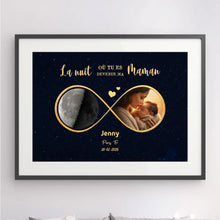 Charger l'image dans la galerie, Phase de lune personnalisée poster avec photo, Cadeaux pour nouvelle maman, papa, La nuit où tu es devenu mon maman