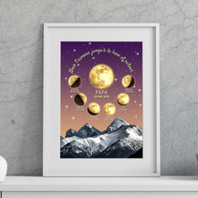 Charger l'image dans la galerie, Phase de lune personnalisés noms, Bloc Acrylique cadeau pour papa, papi, maman, mamie, Nous t’aimons jusqu’à la lune et retour