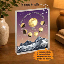 Charger l'image dans la galerie, Phase de lune personnalisés noms, Bloc Acrylique cadeau pour papa, papi, maman, mamie, Nous t’aimons jusqu’à la lune et retour