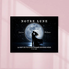 Charger l'image dans la galerie, Phase de lune personnalisés, Poster cadeaux pour couple, Saint-Valentin, La nuit où toi et moi sommes devenus nous