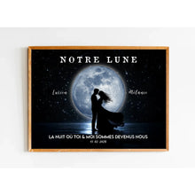 Charger l'image dans la galerie, Phase de lune personnalisés, Poster cadeaux pour couple, Saint-Valentin, La nuit où toi et moi sommes devenus nous