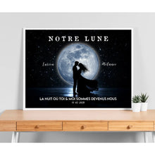 Charger l'image dans la galerie, Phase de lune personnalisés, Poster cadeaux pour couple, Saint-Valentin, La nuit où toi et moi sommes devenus nous