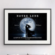 Charger l'image dans la galerie, Phase de lune personnalisés, Poster cadeaux pour couple, Saint-Valentin, La nuit où toi et moi sommes devenus nous
