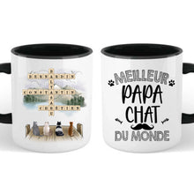 Charger l'image dans la galerie, Jusqu'à 6 chats, Mug Mots croisés personnalisés avec prénoms, tasse cadeau pour papa chat, Fête des Pères
