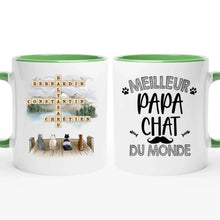 Charger l'image dans la galerie, Jusqu'à 6 chats, Mug Mots croisés personnalisés avec prénoms, tasse cadeau pour papa chat, Fête des Pères
