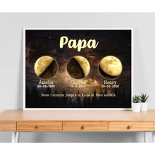 Charger l'image dans la galerie, Phase de lune personnalisés noms, Poster cadeaux pour papa, de fête des pères, nous t’aimons jusqu’à la lune et bien au-delà.