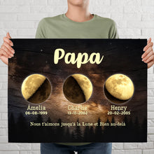 Charger l'image dans la galerie, Phase de lune personnalisés noms, Poster cadeaux pour papa, de fête des pères, nous t’aimons jusqu’à la lune et bien au-delà.