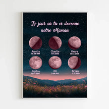 Charger l'image dans la galerie, Phase de lune personnalisés noms, plaid cadeaux pour maman, de fête des mères, Lune de la naissance, Belle colline la nuit