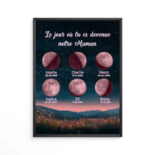 Charger l'image dans la galerie, Phase de lune personnalisés noms, plaid cadeaux pour maman, de fête des mères, Lune de la naissance, Belle colline la nuit