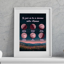 Charger l'image dans la galerie, Phase de lune personnalisés noms, plaid cadeaux pour maman, de fête des mères, Lune de la naissance, Belle colline la nuit
