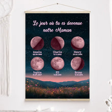 Charger l'image dans la galerie, Phase de lune personnalisés noms, plaid cadeaux pour maman, de fête des mères, Lune de la naissance, Belle colline la nuit
