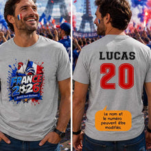 Charger l'image dans la galerie, Football français T-shirt personnalisés nom et numéro, cadeau pour femme, homme, amateurs de football, world football cup 2026